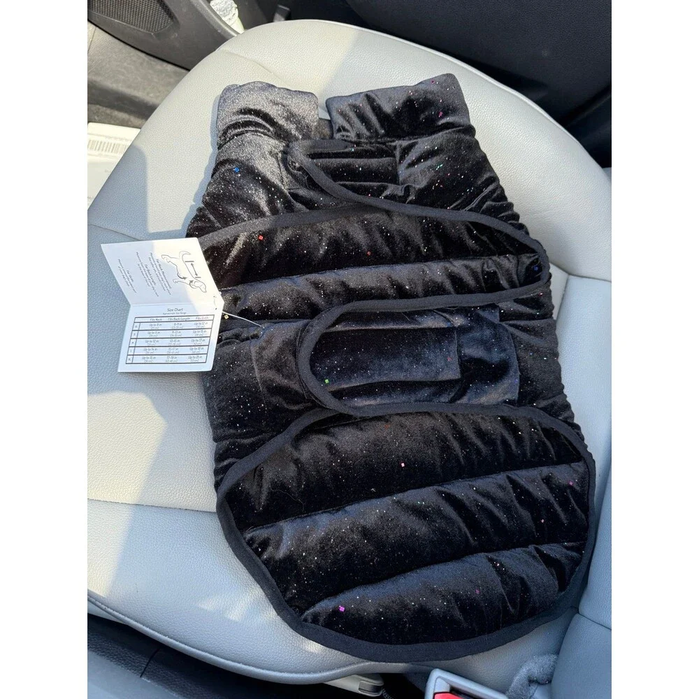 NWT, Fabdog Dog Puffer Jacket, Black, Sparkling/Glittery Large